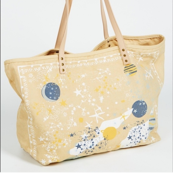 Free People Rosewood Tote Canvas Large Celestial Galaxy Print NWT - Picture 4 of 12